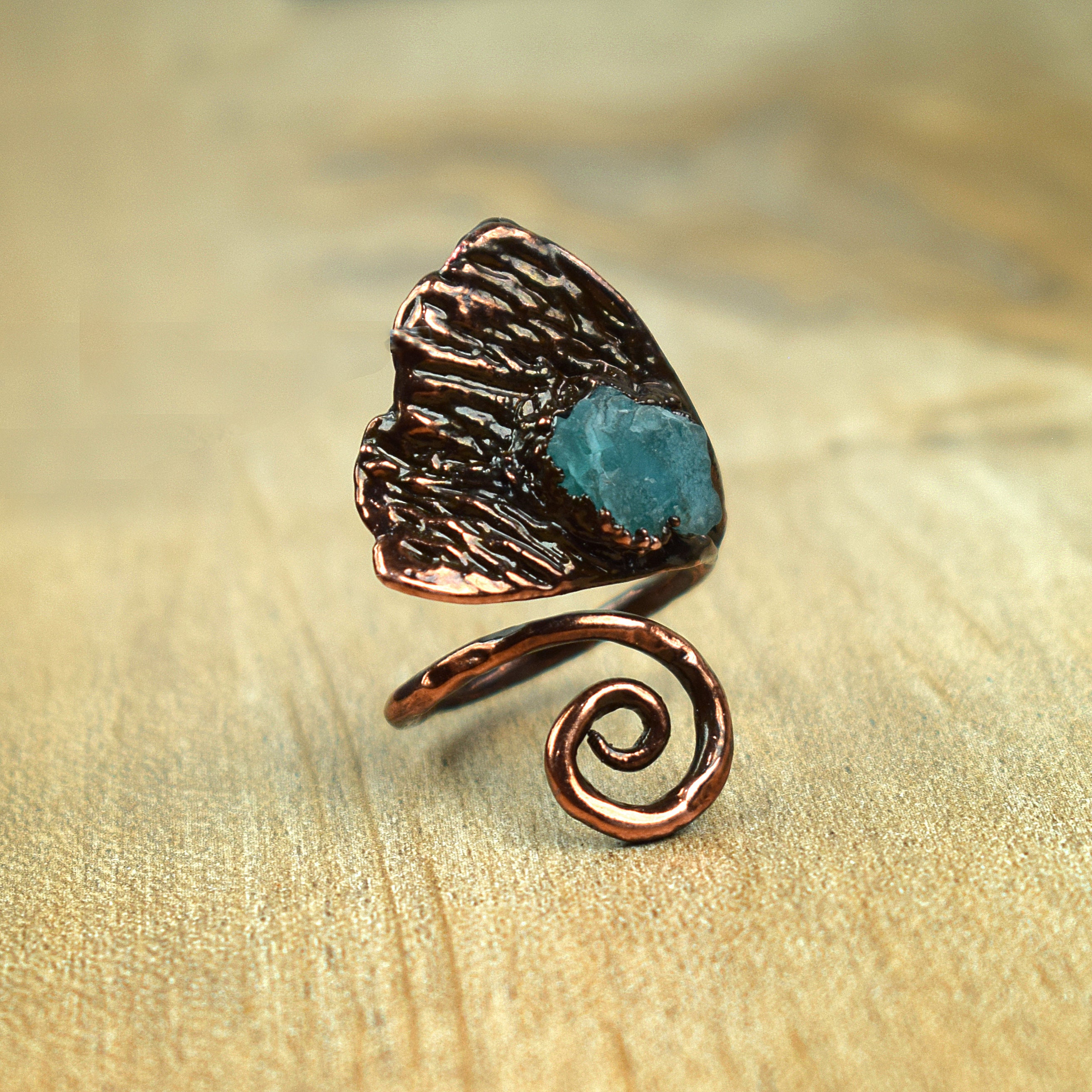 Natural Apatite Antique Design Ring \ Copper Ring \ Handmade Jewelry \ Rings For Women \ Birthstone Ring \ Vintage Ring \ Ancient Ring