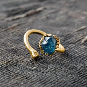 Natural Apatite Copper Snake Ring, Boho Open Ring Natural Apatite Copper Snake Ring, Boho Open Ring