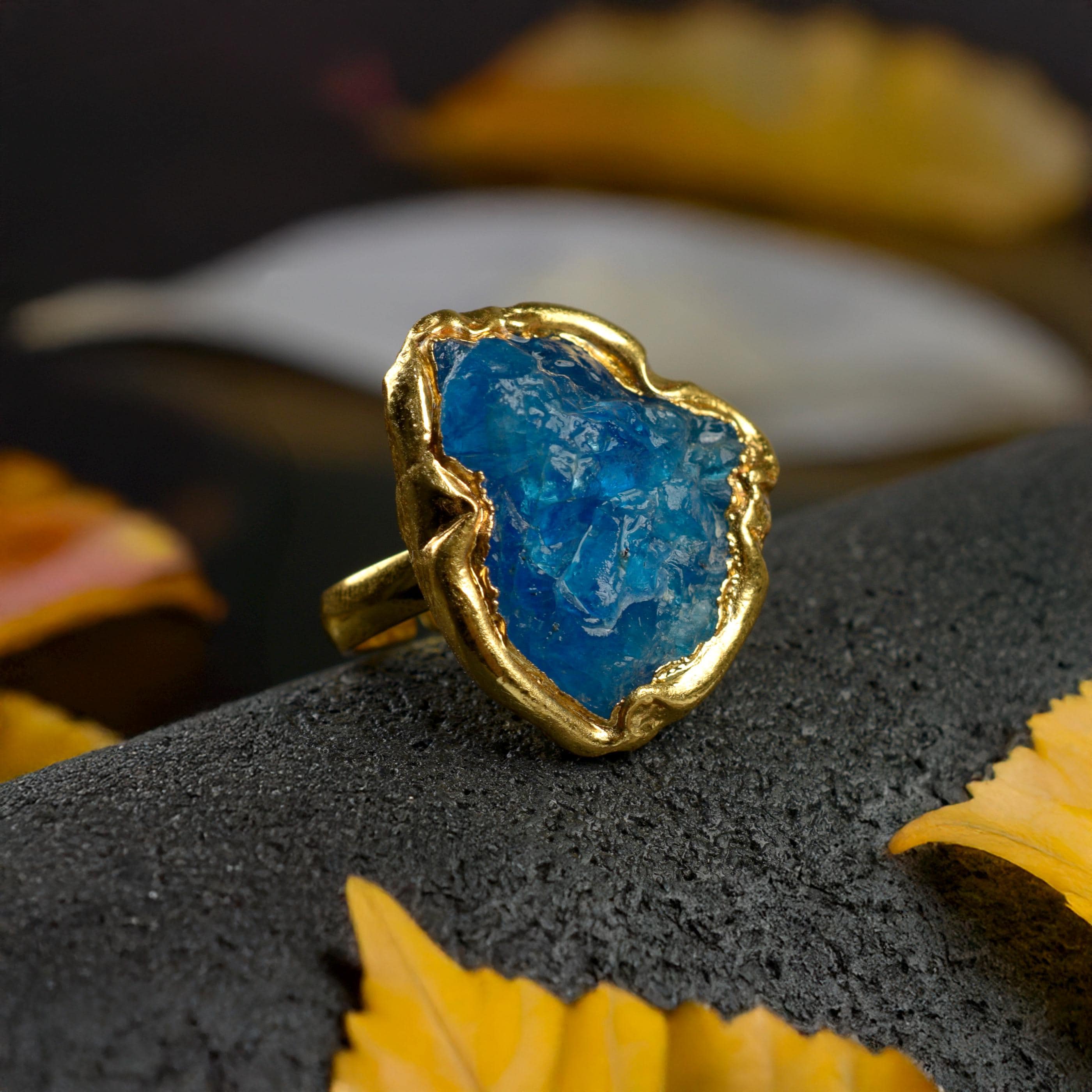 Natural Large Apatite Ring – Gemstone Ring \ Bold Yellow Crystal Ring \ November Birthstone Jewelry \ Chunky Apatite Ring \ Gift For Her