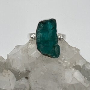 Neon Blue Rough Apatite Ring, Size 11 Neon Blue Rough Apatite Ring, Size 11