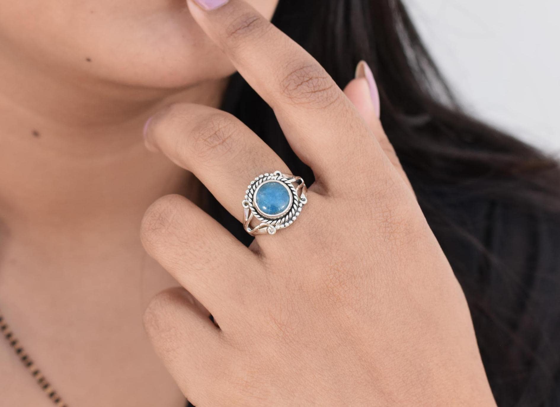 Neon Apatite Silver Ring, 925 Solid Sterling Silver Jewelry, Apatite Jewelry, Anniversary Gifts, Birthday Gifts, Promise Ring, Propose Ring