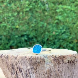 Raw Blue Apatite Ring: Sterling Silver Gemstone Jewelry Raw Blue Apatite Ring: Sterling Silver Gemstone Jewelry