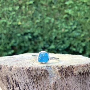 Raw Apatite Sterling Silver Ring: Gemstone Jewelry, Something Blue Raw Apatite Sterling Silver Ring: Gemstone Jewelry, Something Blue