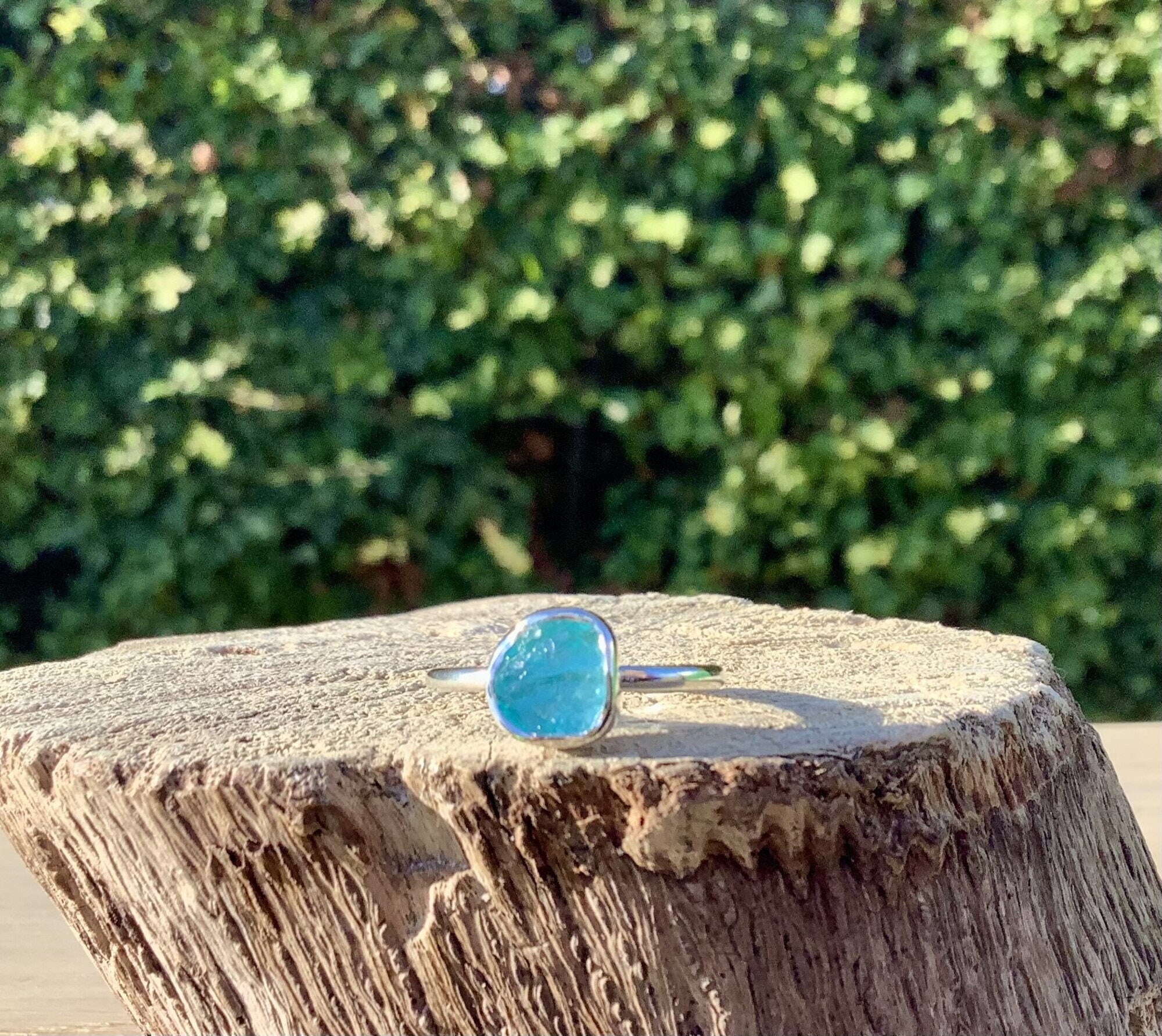 Raw Apatite Sterling Silver Ring: Gemstone Jewelry, Uk Size M / Us 6