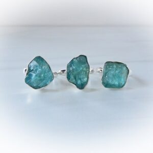 Apatite Rings, Sterling Silver • Blue Apatite Rings • Sterling Raw Apatite Ring • Blue Green Apatite Rings • Healing Crystal • Holiday Gift Apatite Rings, Sterling Silver • Blue Apatite Rings • Sterling Raw Apatite Ring • Blue Green Apatite Rings • Healing Crystal • Holiday Gift