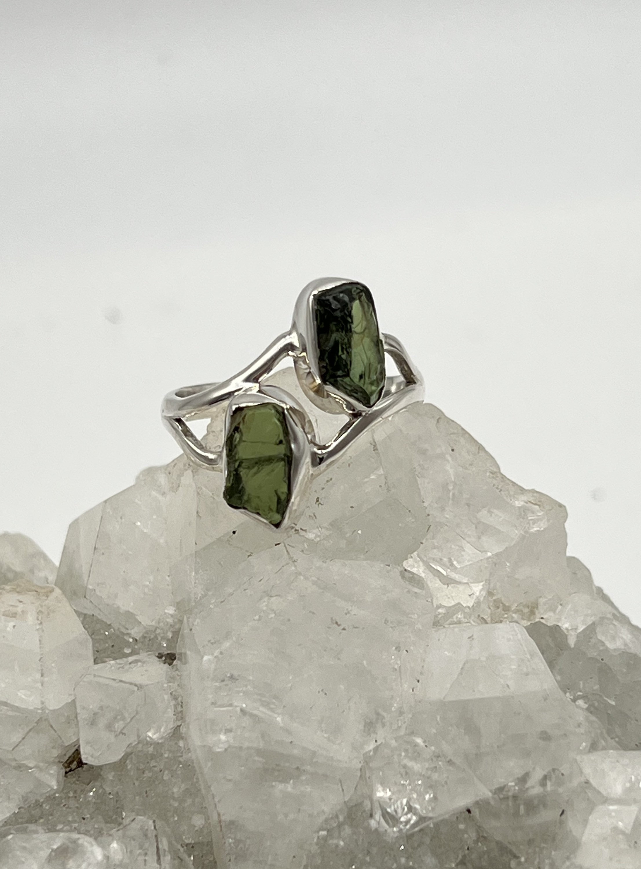 Rough Green Apatite Ring, Size 9