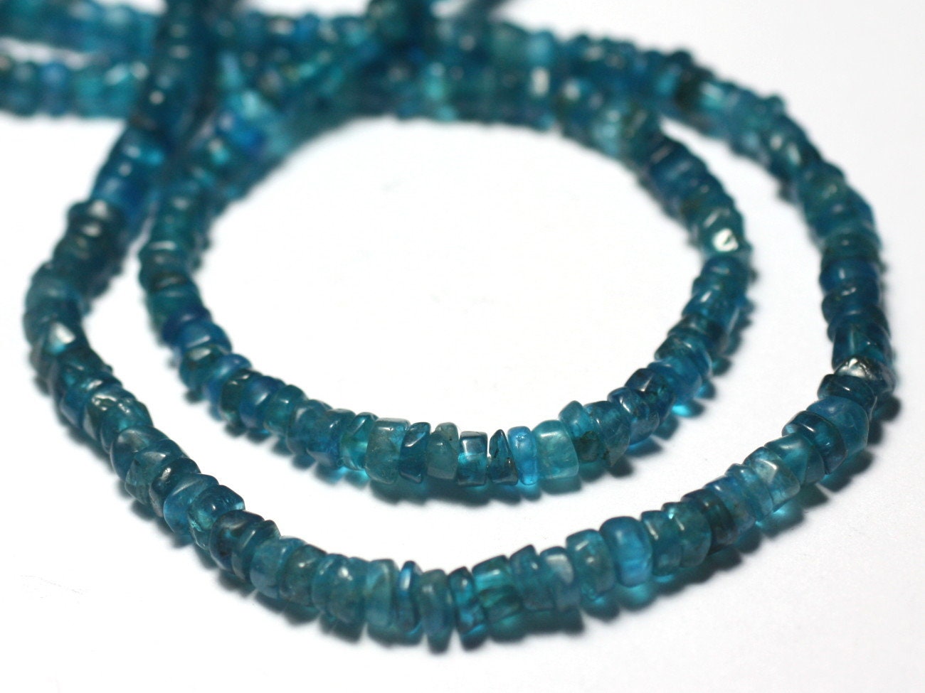 10pc - Perles De Pierre - Apatite Rondelles Heishi 3-4mm Bleu Vert Paon - 7427039730310