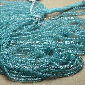 13 Inches Strand, Natural Sky Blue Apatite Smooth Rondelle, Size 3-3.20mm