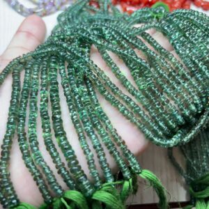 13 Inches Strand, Natural Green Apatite Smooth Rondelles, Size 3.5-4mm