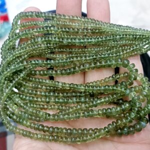 13 Inches Strand, Natural Green Apatite Smooth Rondelles, Size 3.5-5mm