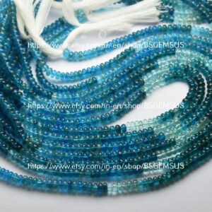 14 Inches Strand,Natural Neon Blue Apatite Smooth Rondelle,Size 3.5-4mm