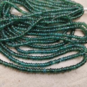 16 Inches Strand, Natural Green Apatite Smooth Rondelles, Size 3-4mm