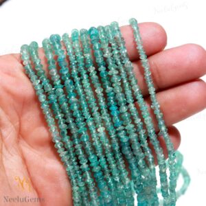 Aaa+ Blue Apatite Smooth Rondelle Beads,3-3.5 Mm Natural Apatite Indian Cut Beads,13" Loose Gemstone Beads For Handmade Jewelry