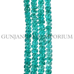 AAA+ Blueish~Green Apatite Smooth Beads Natural Neon Blue Apatite Gemstone Beads Neon Apatite Smooth Rondelle Beads 4-6mm Apatite Rondelles