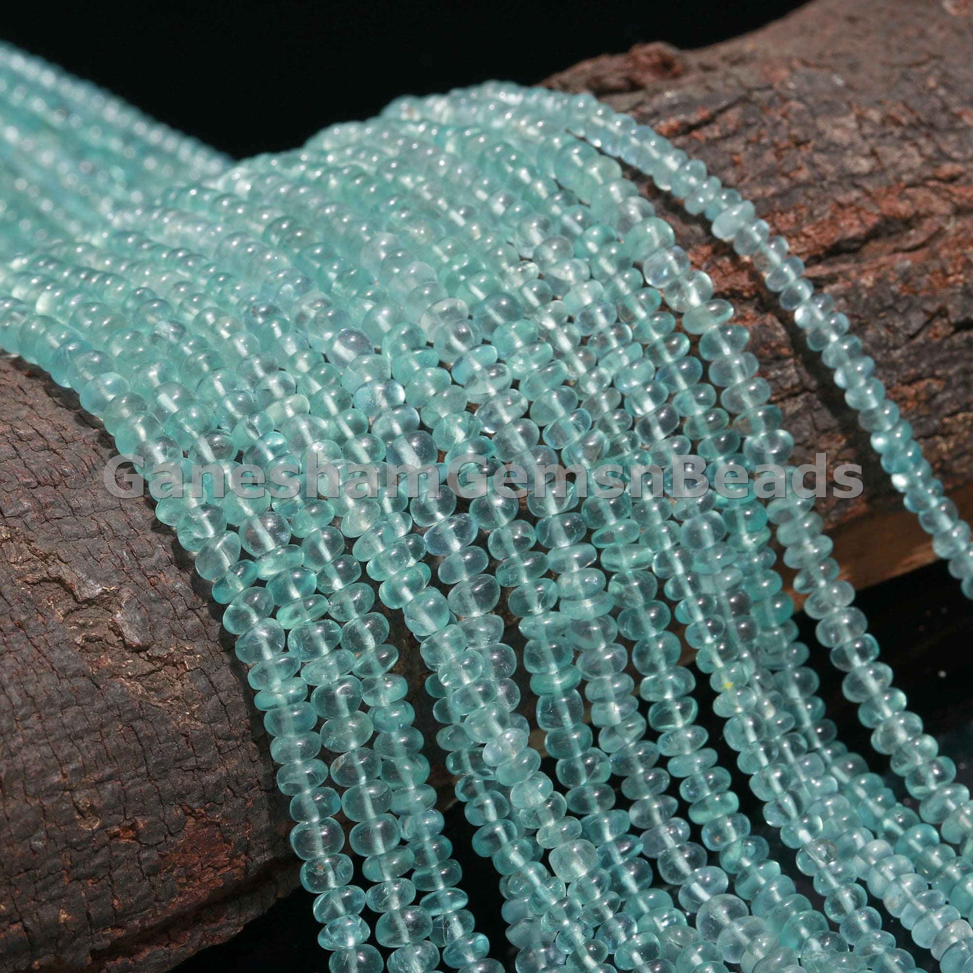 Aaa+ Natural Sky Apatite Smooth Rondelle Beads, 5-6mm Apatite Beads, December Birthstone, Loose Gemstone For Jewelry Making Beads & Craft