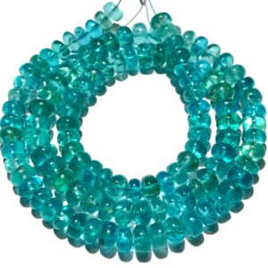 AAA+ Quality~~Blueish~Green Apatite Smooth Beads Natural Neon Blue Apatite Gemstone Beads Neon Apatite Smooth Rondelle Beads Jewelry Making