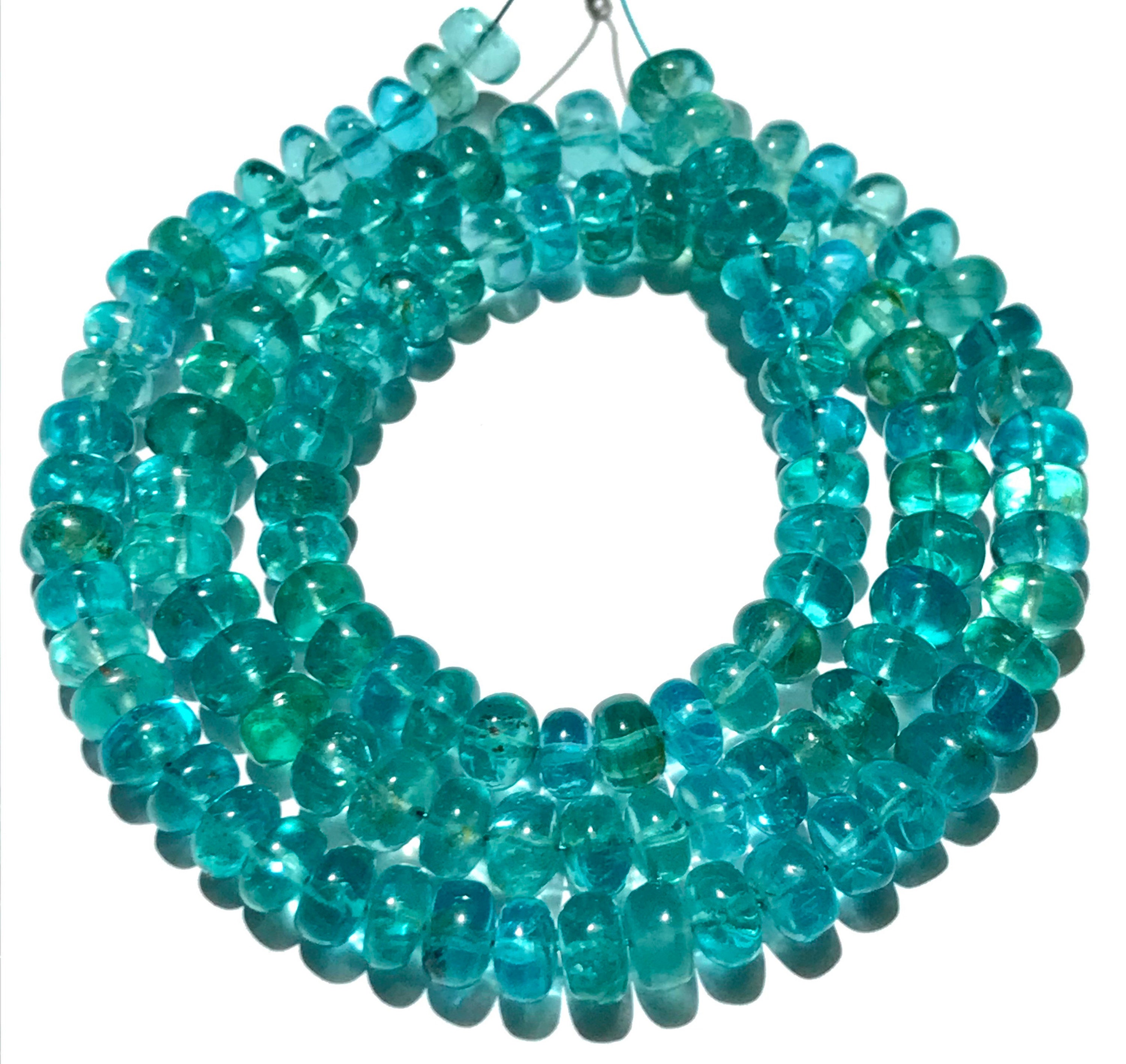 Aaa+ Quality~~blueish~green Apatite Smooth Beads Natural Neon Blue Apatite Gemstone Beads Neon Apatite Smooth Rondelle Beads Jewelry Making