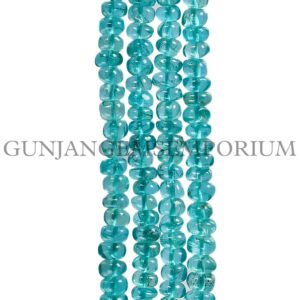AAA+ Sky Blueish Apatite Smooth Beads Natural Neon Blue Apatite Gemstone Beads Sky Apatite Smooth Rondelle Beads 4-6mm Apatite Rondelle Gems