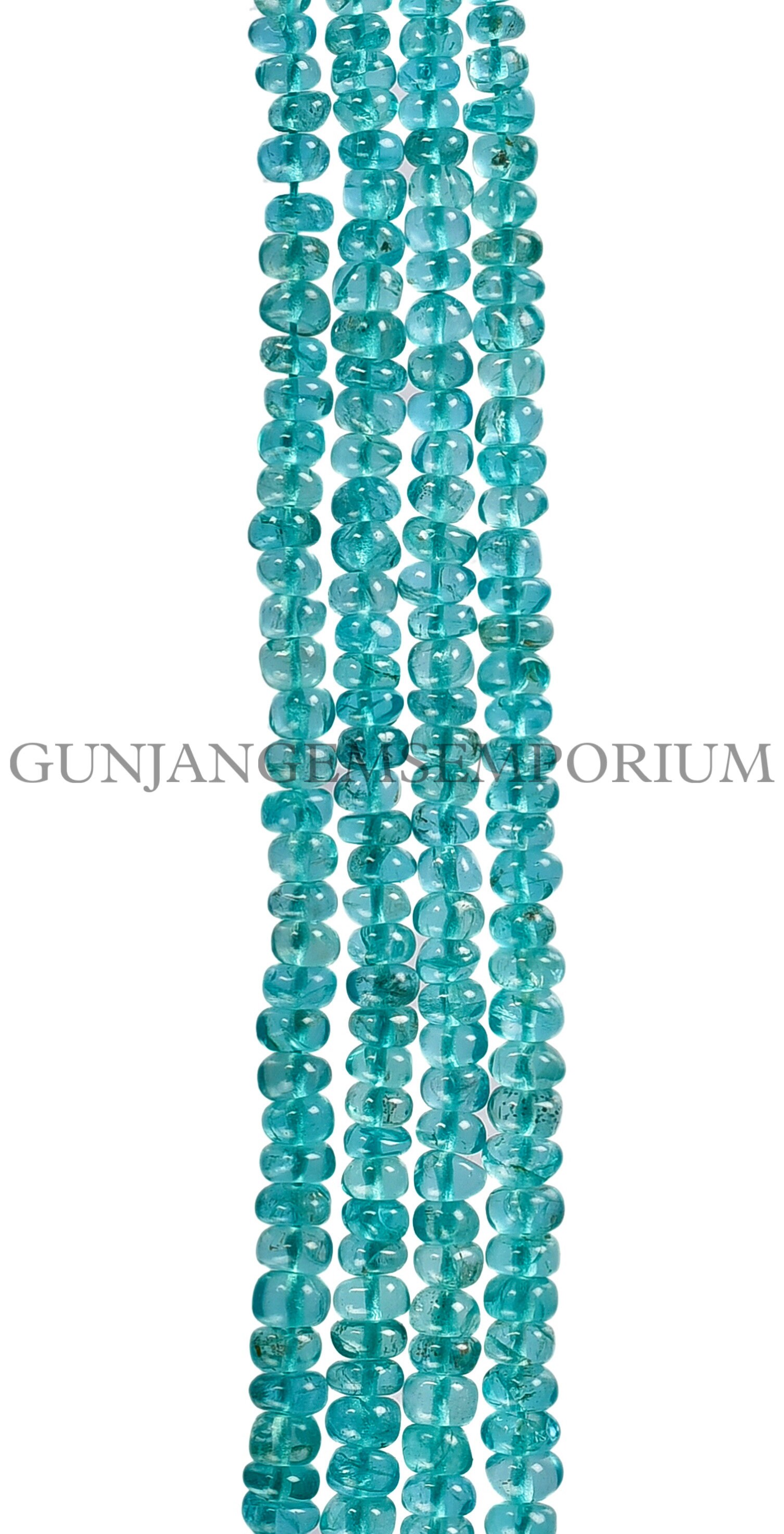 Aaa+ Sky Blueish Apatite Smooth Beads Natural Neon Blue Apatite Gemstone Beads Sky Apatite Smooth Rondelle Beads 4-6mm Apatite Rondelle Gems