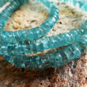Blue Apatite Rondelle 5mm Beads -8in Strand Translucent Gemstone- Jewelry Making-natural Craft Beads