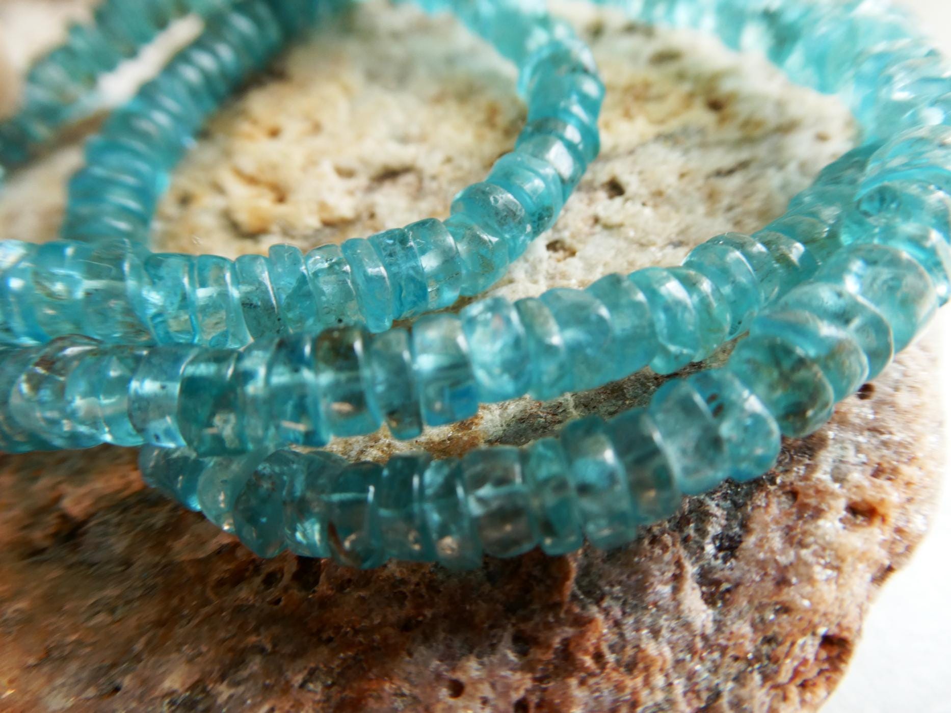 Blue Apatite Rondelle 5mm Beads -8in Strand Translucent Gemstone- Jewelry Making-natural Craft Beads