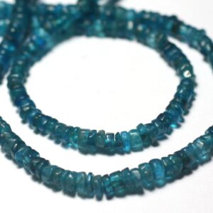 Fil 33cm 180pc env - Perles de Pierre - Apatite Rondelles Heishi 3-4mm Bleu vert Paon