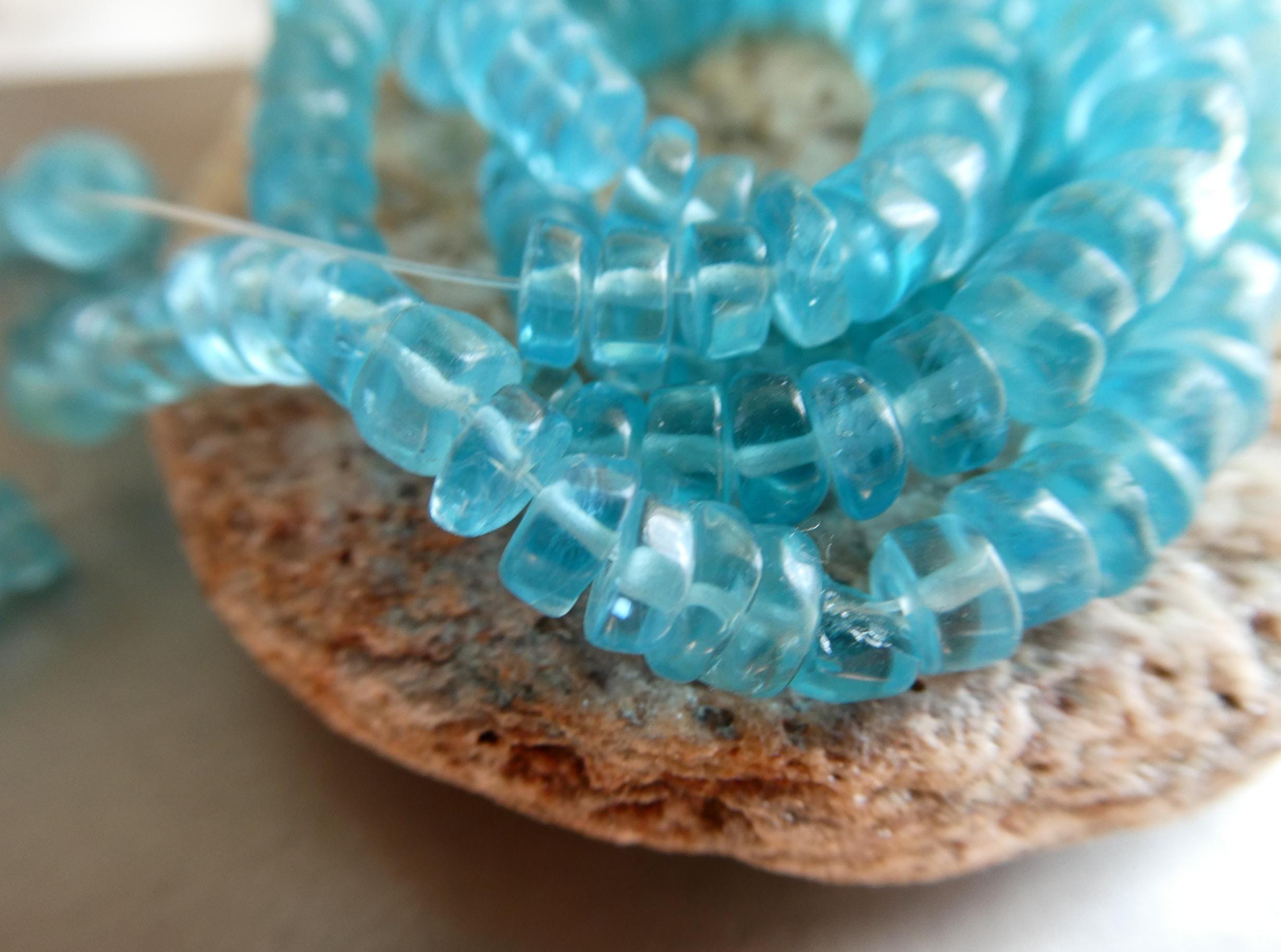 Light Blue Apatite Rondelle 5mm Beads- 4in ,8in Natural Strand -jewelry Making-gemstone Crafts Beads