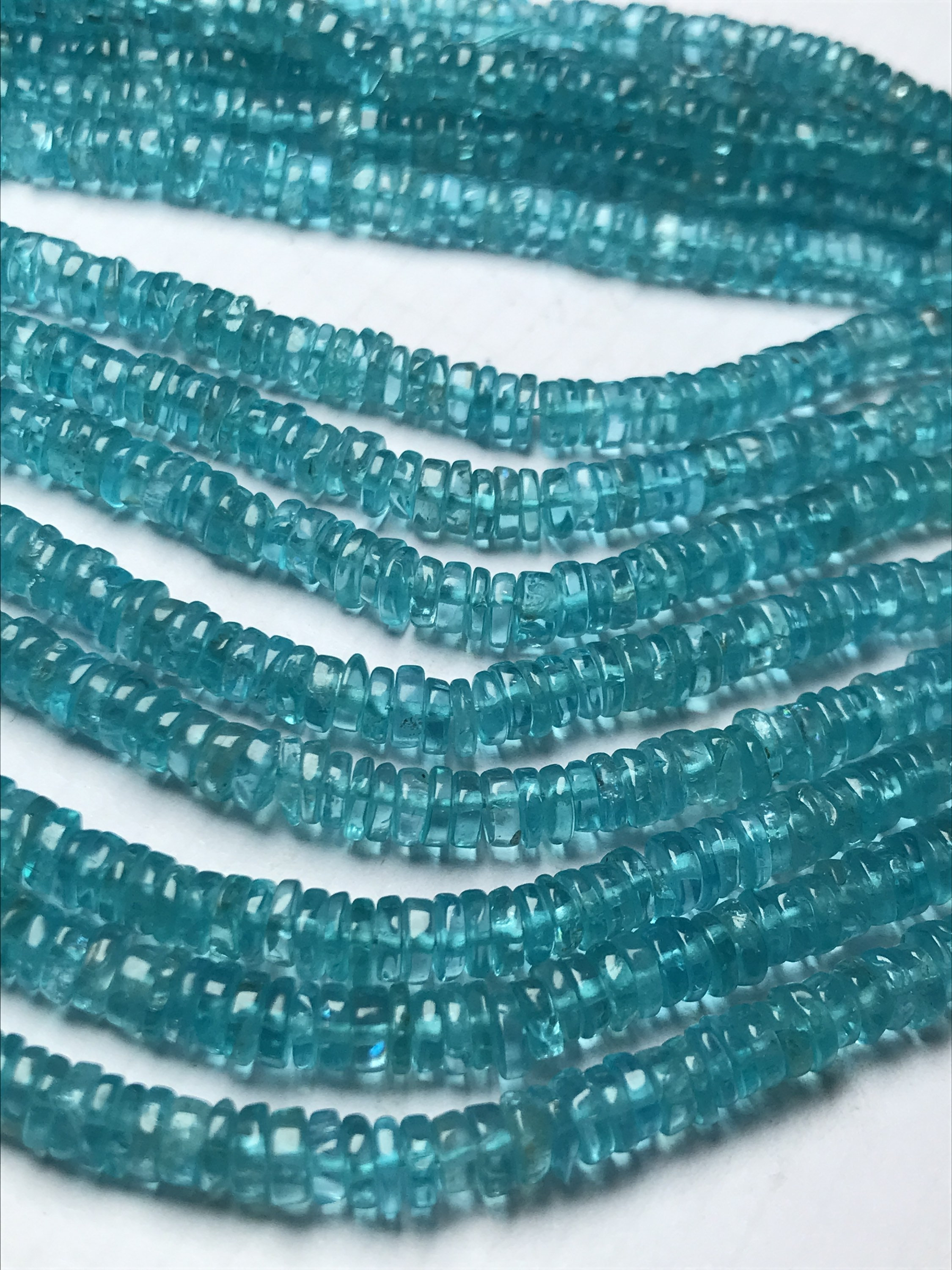 Natural Good Quality Sky Apatite 5 Mm Tyre Shaped Gemstone Beads, Blue Sky Apatite 16 Inches Beads For Making Apatite Jewelry, Loose Beads