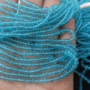 Natural Sky Blue Apatite Smooth Rondelle, Size 3-4.5mm