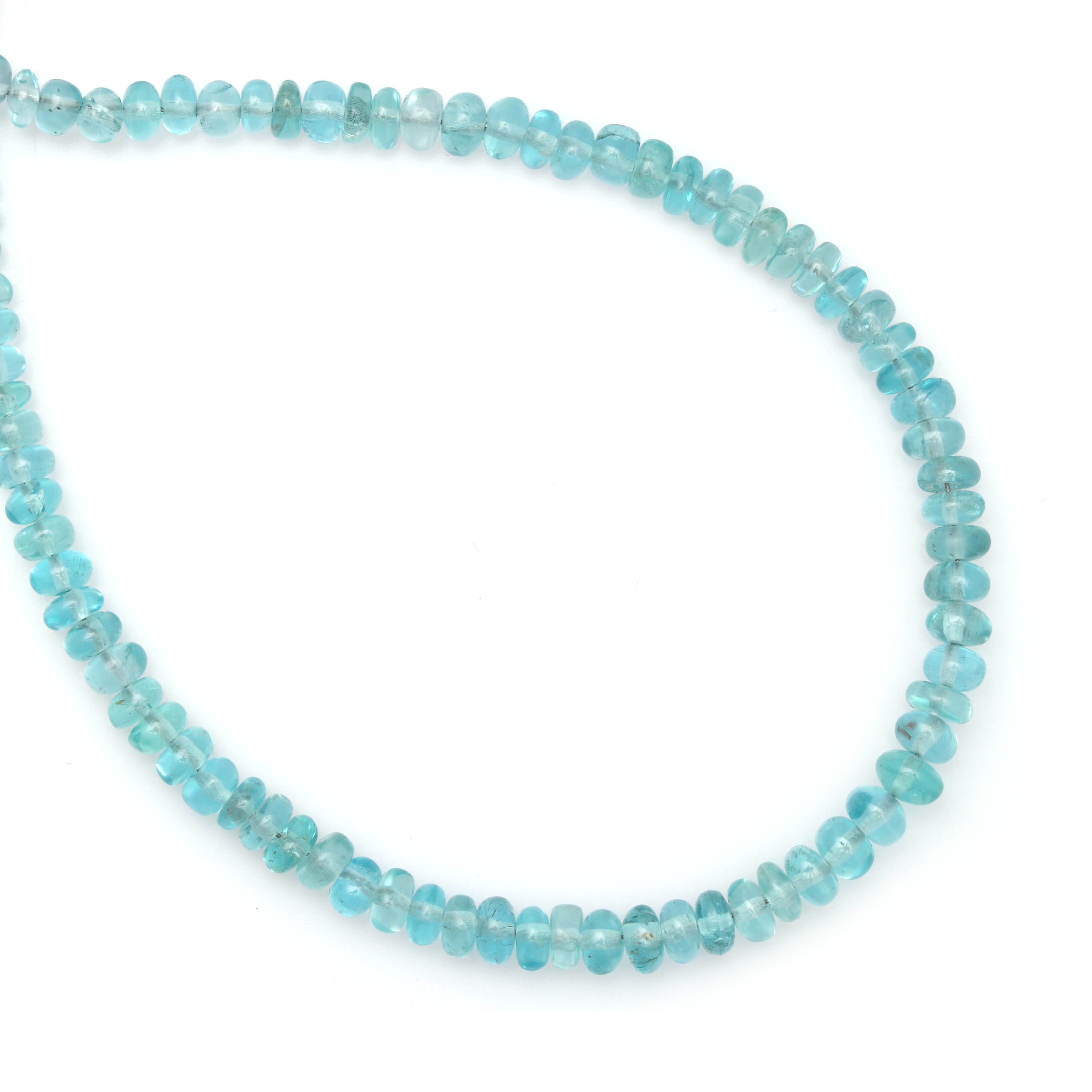 Natural Sky Apatite Smooth Rondelle Beads, 3.5 Mm To 5.5 Mm, 8 Inches / 18 Inches Full Strand, Price Per Strand