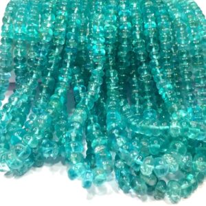 Natural Sky Apatite Smooth Rondelle Beads Gorgeous Blue Apatite Gemstone Beads Smooth Apatite Strand Beads Jewelry Making Beads Top Quality.