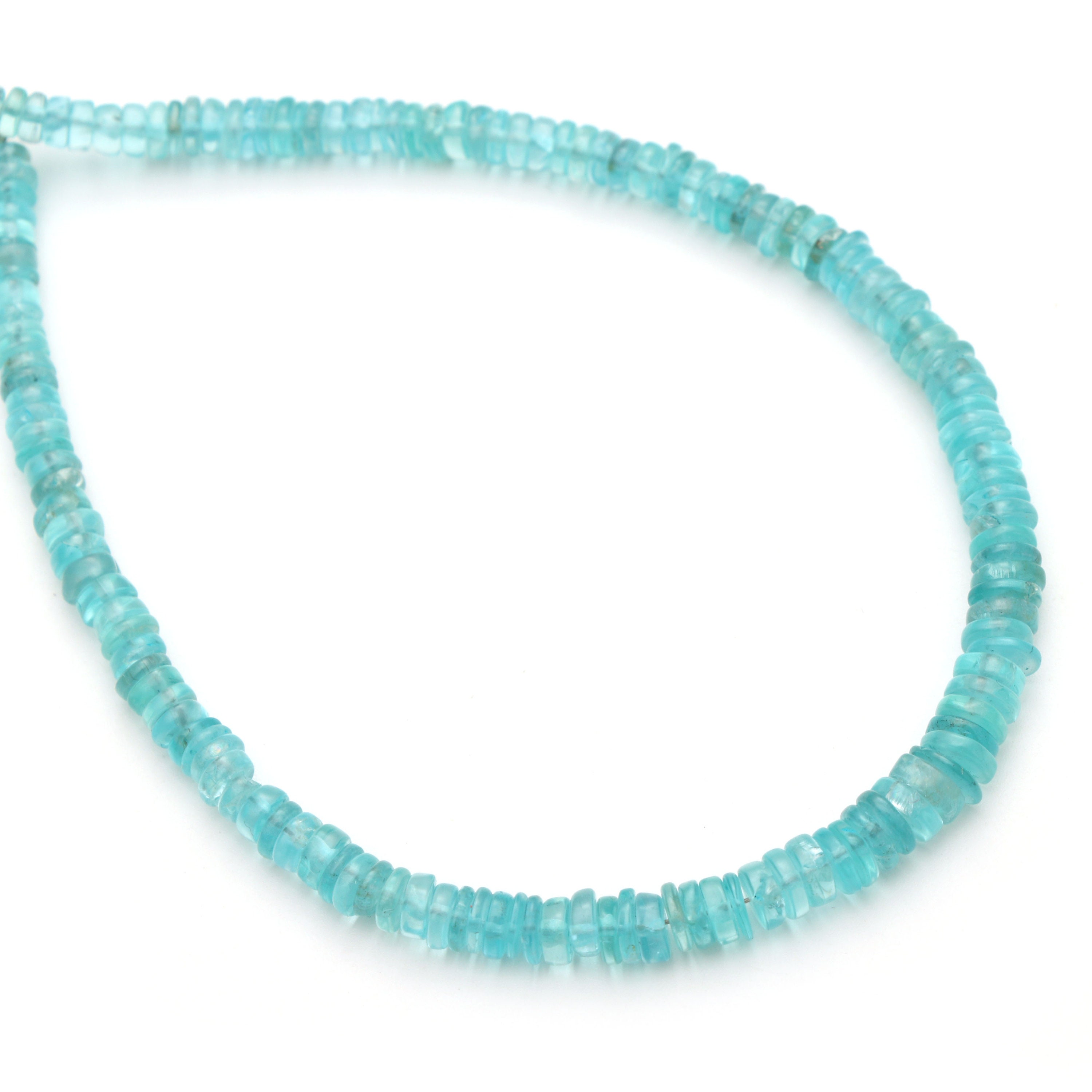 Natural Sky Apatite Smooth Tyre Beads, 3.5 Mm To 4 Mm, Apatite Jewelry Handmade Gift For Women, 8 Inches/ 17 Inches Strand, Price Per Strand