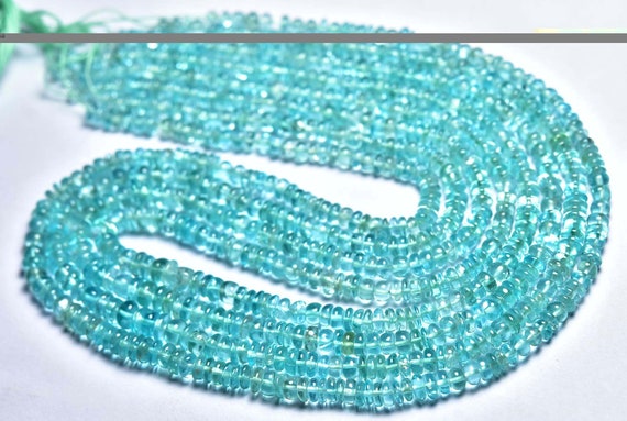 Neon Apatite Rondelle Beads - 14 Inches - Natural Beautiful Smooth Blue Apatite Rondelle Strand -size Is 3.5 - 5 Mm #2206 Neon Apatite Rondelle Beads - 14 Inches - Natural Beautiful Smooth Blue Apatite Rondelle Strand -size Is 3.5 - 5 Mm #2206