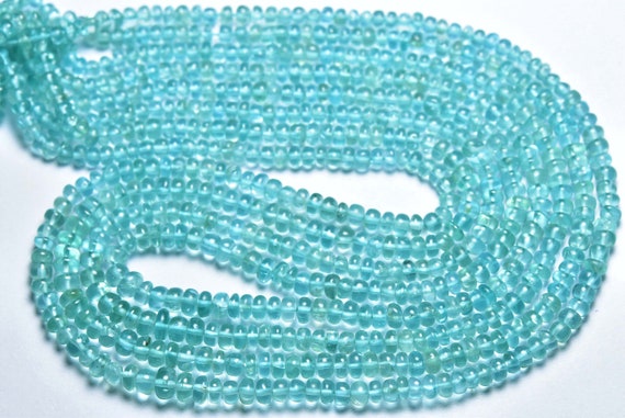 Neon Apatite Rondelle Beads - 18 Inches - High Quality Most Beautiful Natural Smooth Vivid Apatite Rondelles - Size Is 4-5 Mm #1961