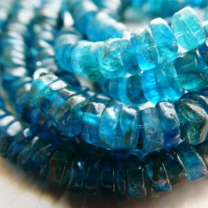 Neon Blue Apatite Rondelle 5mm Beads- 4in/8in Strand -gemstone-jewelry Making- Craft Natural Beads