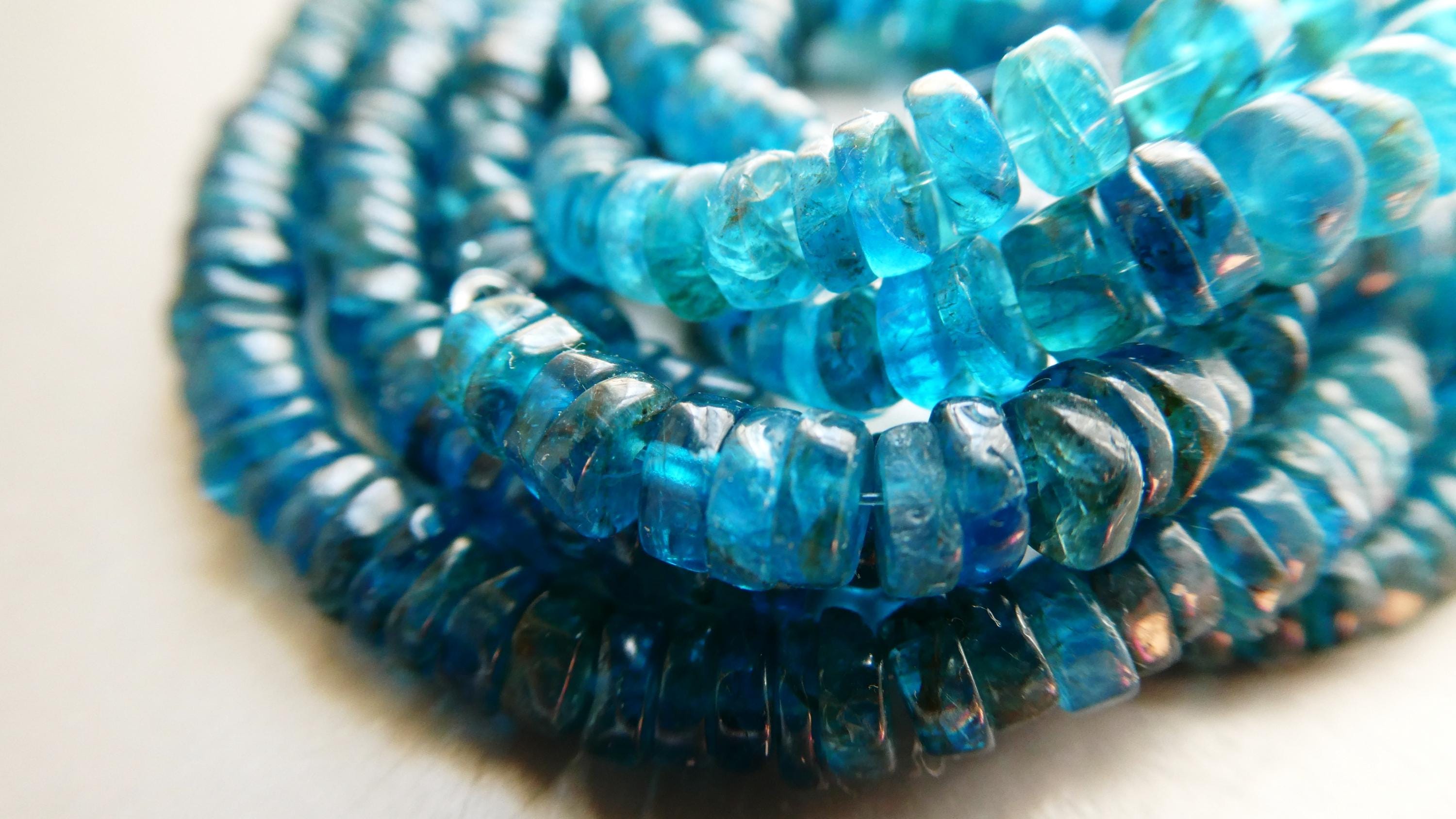 Neon Blue Apatite Rondelle 5mm Beads- 4in/8in Strand -gemstone-jewelry Making- Craft Natural Beads