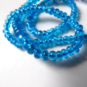 Neon Blue Apatite Rondelle Beads • 2.75-3.75 mm • Premium Selection AAA Smooth Hand Polished Rondelles • Natural Gemstone • Madagascar