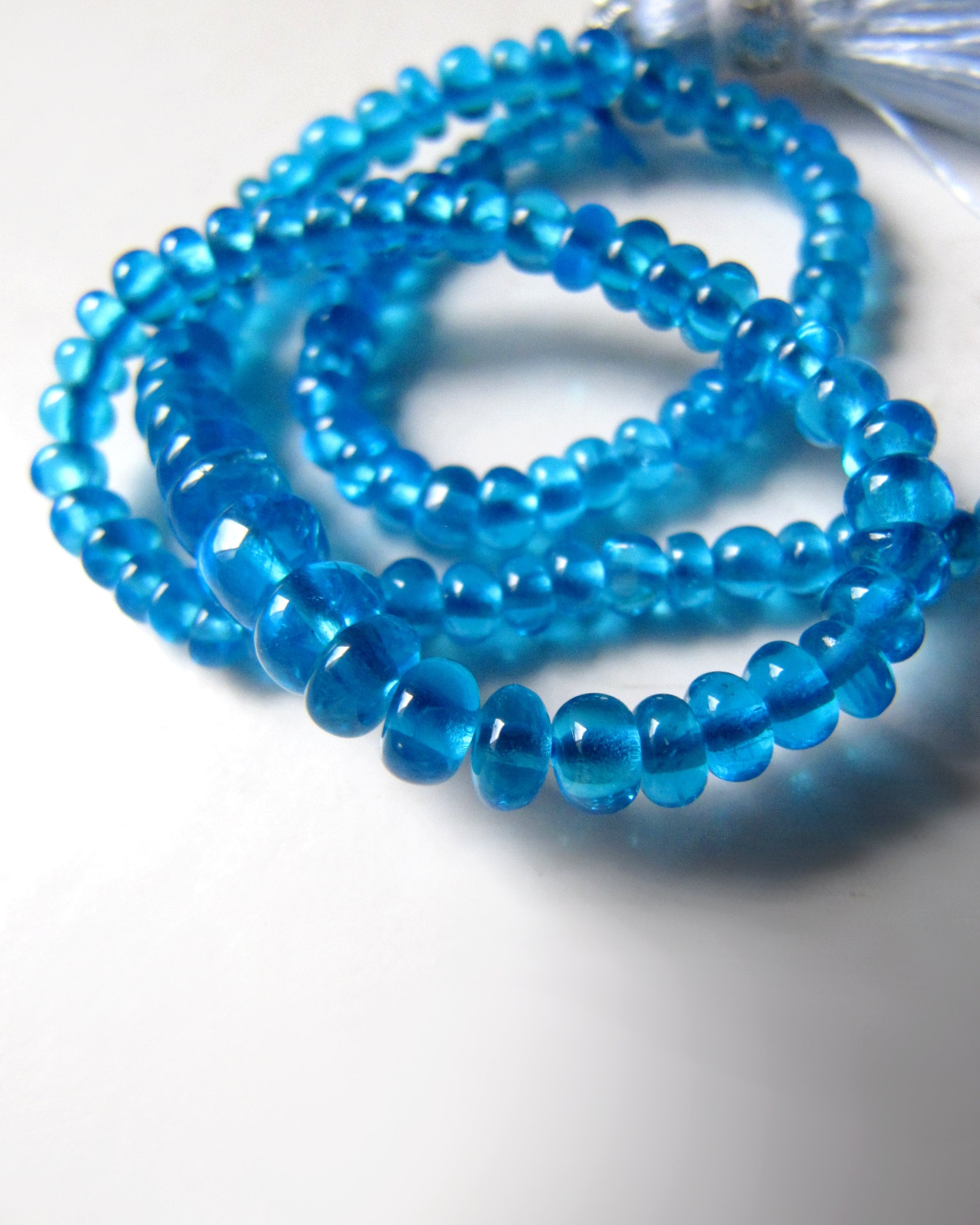 Neon Blue Apatite Rondelle Beads • 2.75-3.75 Mm • Premium Selection Aaa Smooth Hand Polished Rondelles • Natural Gemstone • Madagascar