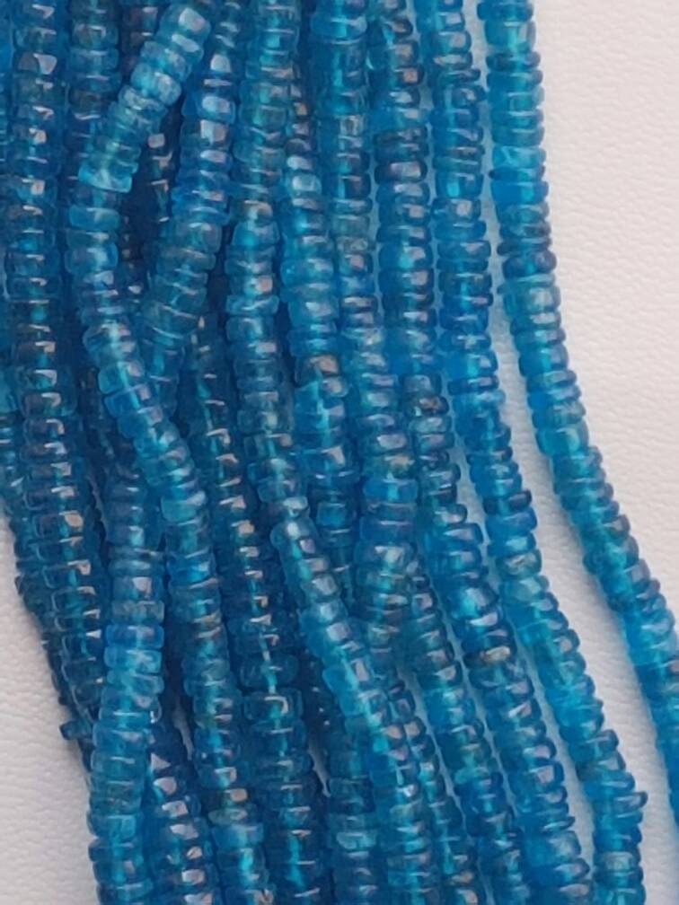 Neon Apatite Plain Heishi/ Rondelle Bead 4-5.5mm 8"