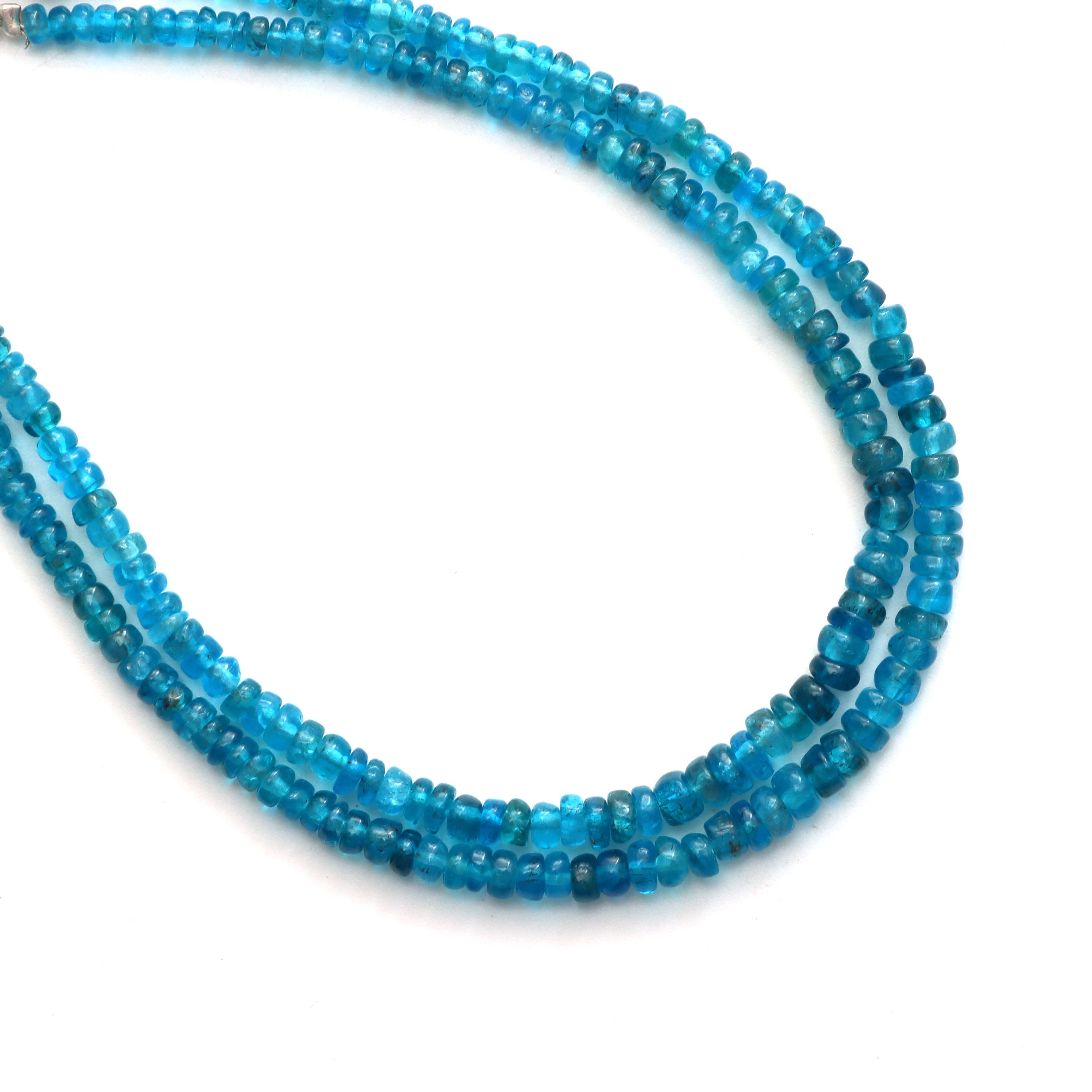 Neon Apatite Smooth Rondelle Beads, 2.5 Mm To 4 Mm, Neon Apatite Jewelry Making Beads, 8 Inches Full Strand, Price Per Strand