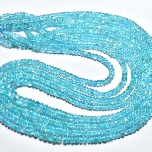 Neon Apatite Smooth Rondelle Beads - 16 Inches - Natural Beautiful Neon Blue Apatite Smooth Rondelle Beads Strand -size Is 3 - 5 Mm #1324