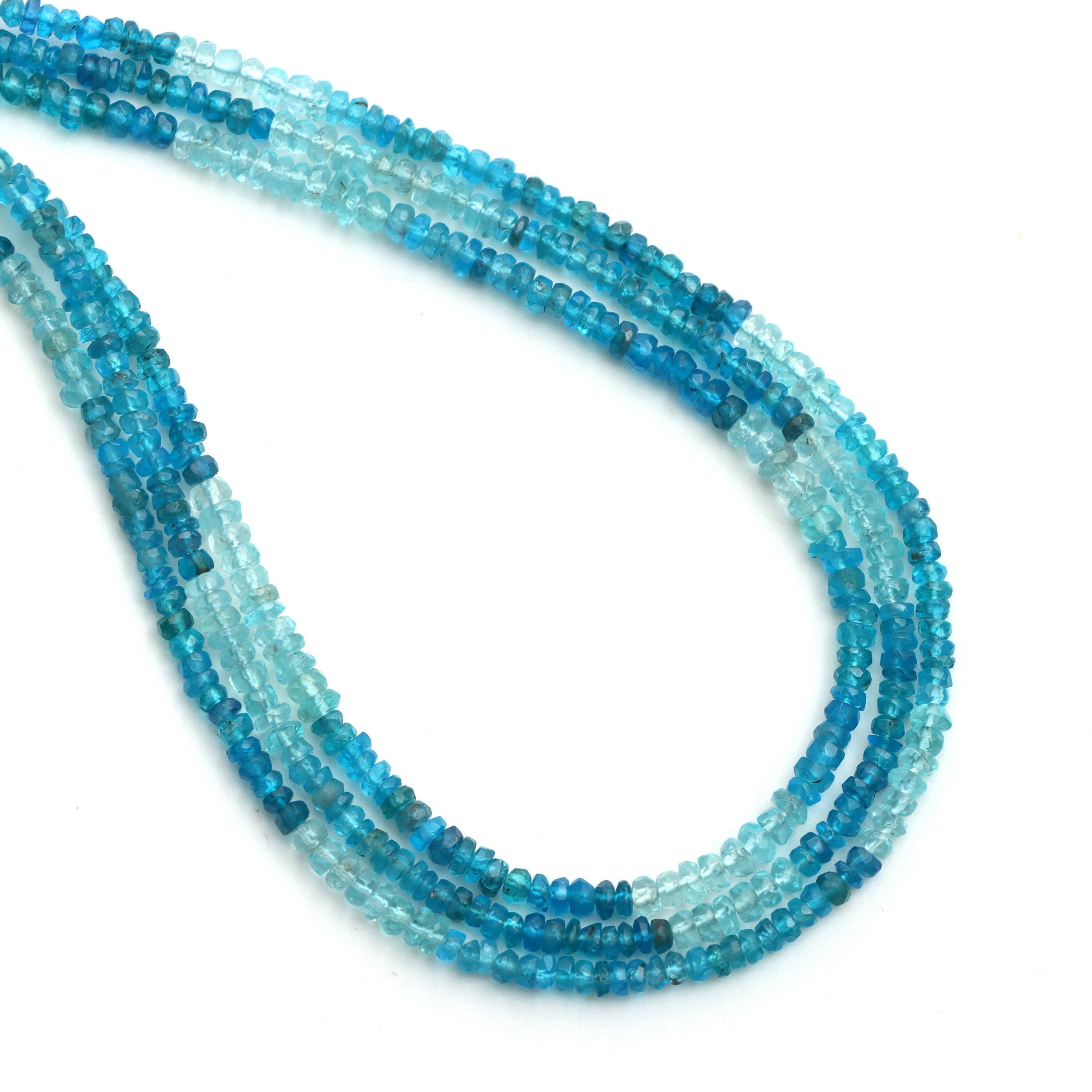 Neon Apatite Smooth Rondelle Beads, 3 Mm, Neon Apatite Jewelry Making Beads, Apatite Beads, 18 Inches Full Strand, Price Per Strand