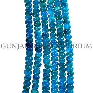 Raree~~Dark Neon Blueish Apatite Smooth Rondelle Beads Natural Apatite Rondelle Smooth Beads 5-7mm Blue Apatite Gemstone Beads Apatite Stone