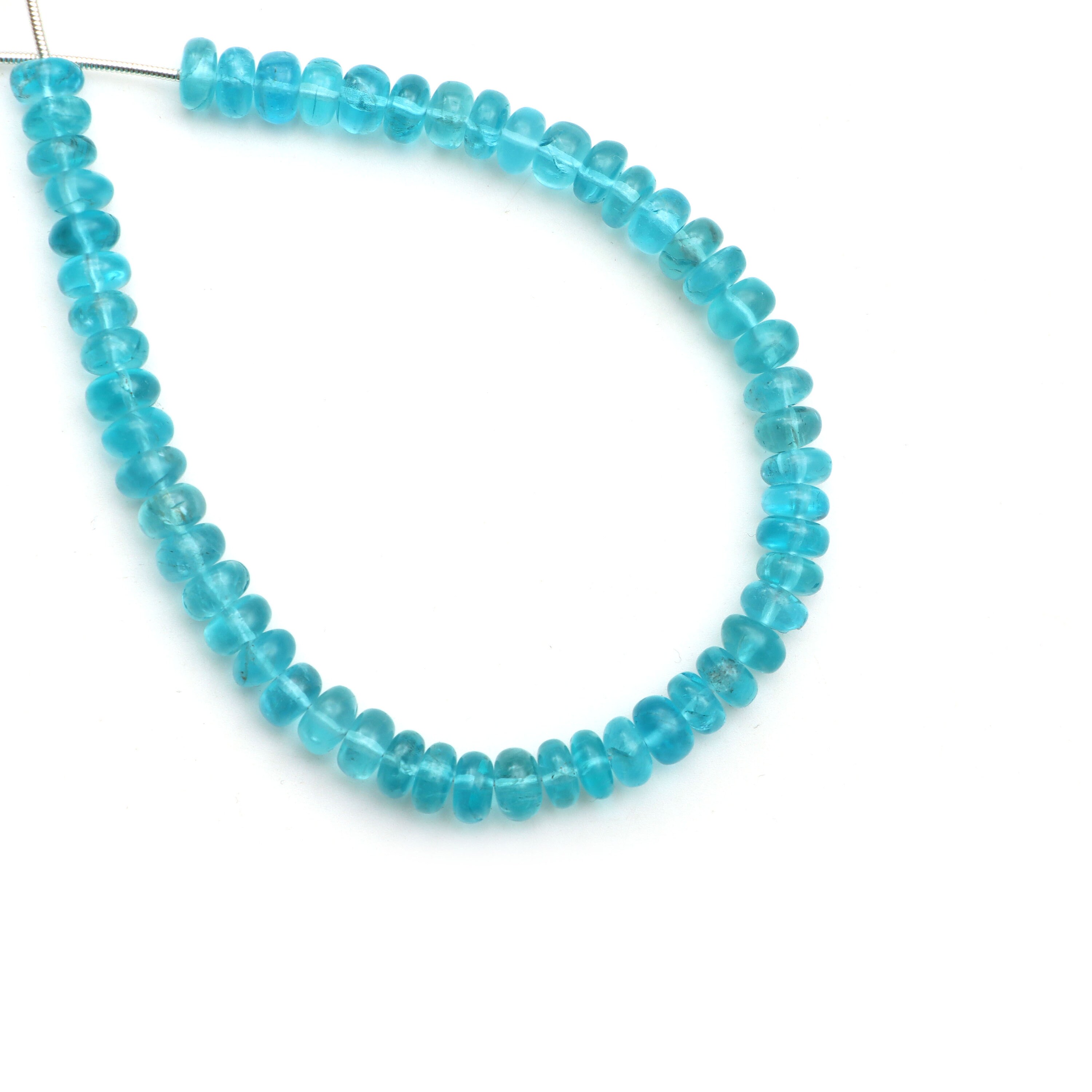 Sky Apatite Smooth Rondelle Beads, 6 Mm, Apatite Jewelry Making Beads, Apatite Beads, Apatite Earrings, 7 Inch Full Strand, Price Per Strand
