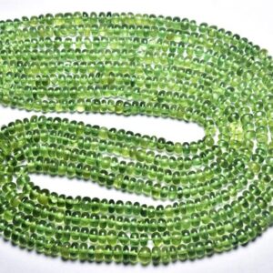 Super Quality Green Apatite Rondelle Beads - 9 Inches - Beautiful Natural Smooth Green Apatite Rondelle - Size Is 4 - 5 Mm #2446