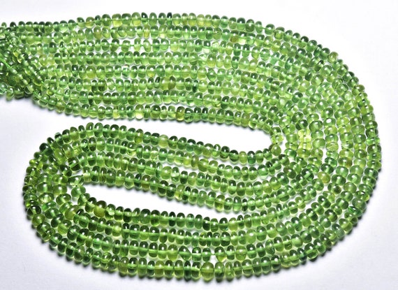 Super Quality Green Apatite Rondelle Beads - 9 Inches - Beautiful Natural Smooth Green Apatite Rondelle - Size Is 4 - 5 Mm #2446