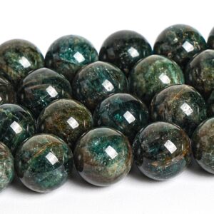 10MM Deep Blue  Green Apatite Beads Genuine Natural Gemstone Round Loose Beads 15" / 7" Bulk Lot Options (108928)