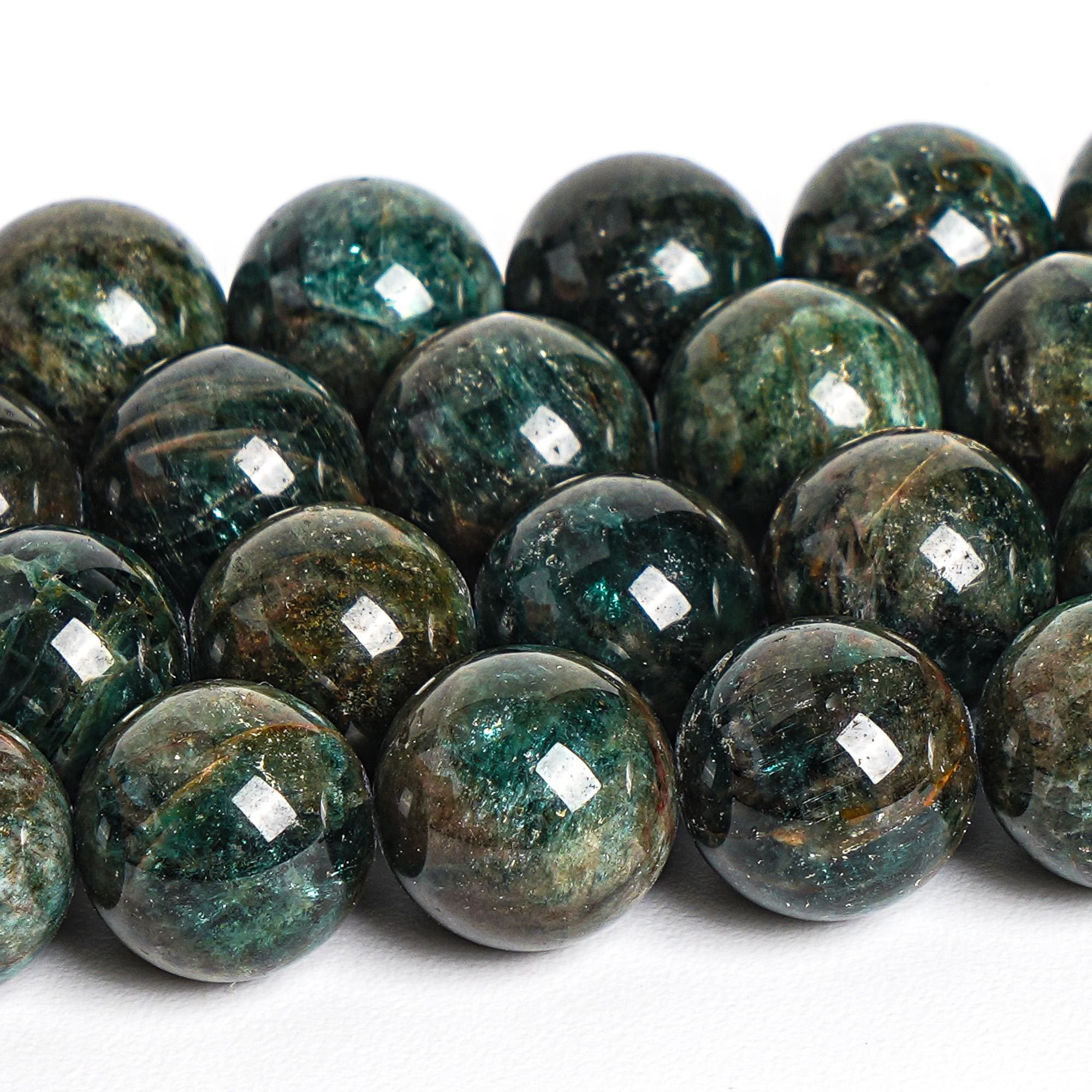 10mm Deep Blue Green Apatite Beads Genuine Natural Gemstone Round Loose Beads 15" / 7" Bulk Lot Options (108928)