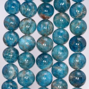 11-12mm Dark Blue Apatite Gemstone Grade Ab Round Loose Beads 7.5 Inch Half Strand (80003953-b105)