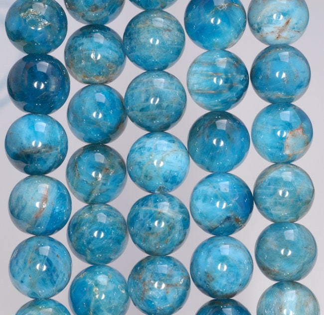 12mm Ocean Blue Apatite Gemstone Grade Ab Round Loose Beads 7.5 Inch Half Strand (80003959-b105)